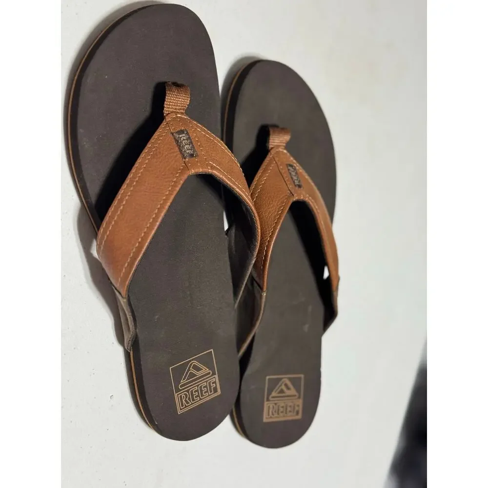 REEF Newport Vegan Leather  Brown Flip Flop Size 8